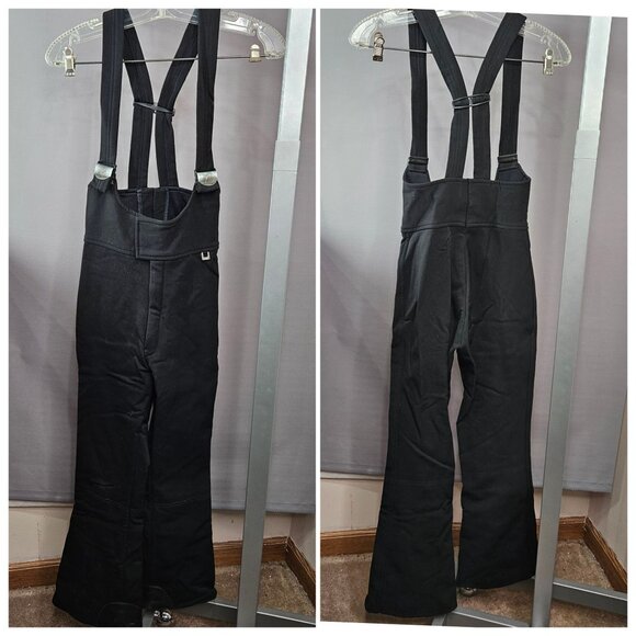 Vint Roffe Women Snow Ski Pant Bib Overall Jumpsuit 6 Black Wool Blend Zip USA - Picture 1 of 10
